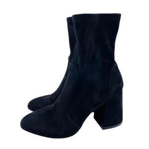 Stuart Weitzman Women's Flareblock 85 Stretch Bootie Black Suede‎ Size 5.5B